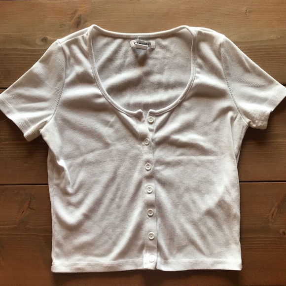 Glamour Button Up Crop Top - Picture 1 of 4